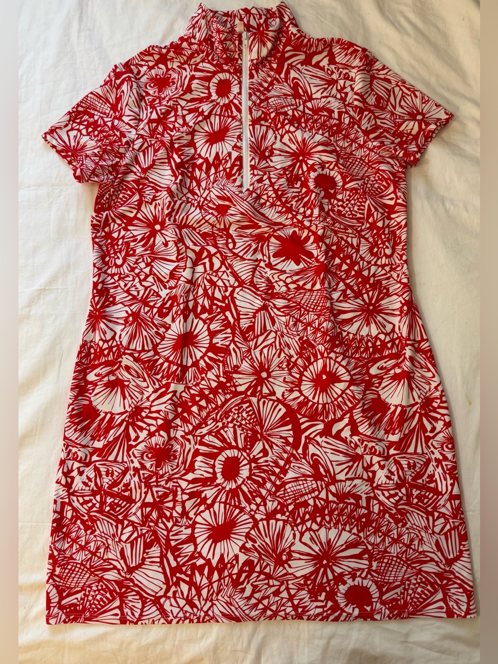 Jude Connally Alexia Dress, Red/White Floral Jude Cloth, Preppy, Size ХL